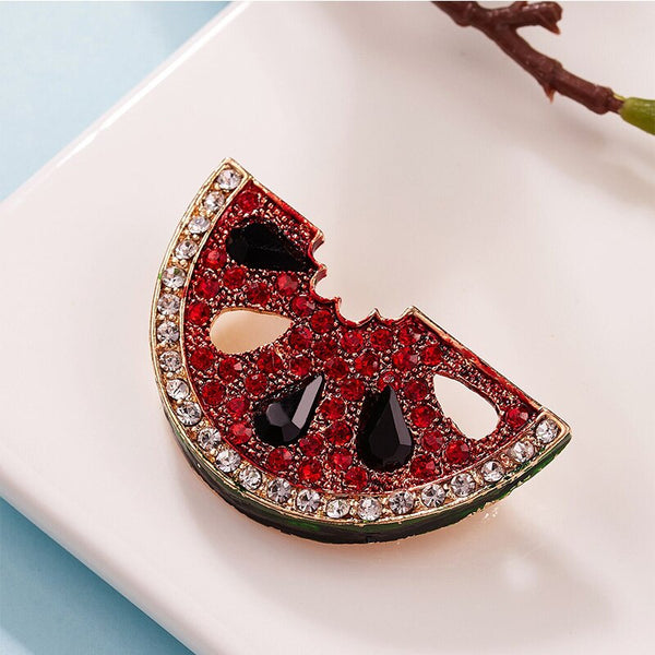 Red Rhinestone Watermelon Brooches For Women Party Office Casual Brooch