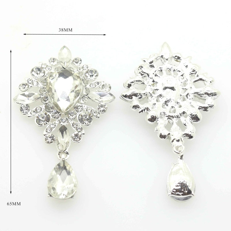 2pcs/Lot 38*65mm Full Rhinestones Flower Buttons Decor accessories DIY Sewing Beautiful Button