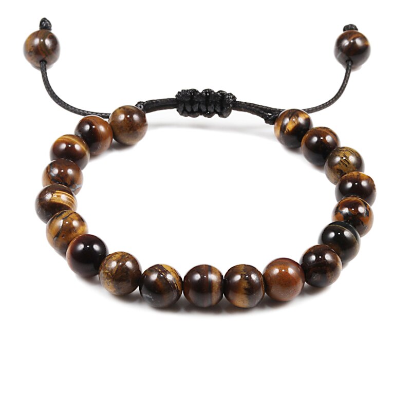 Tiger Eye Beaded Bracelets Bangles Men Braided Rope Healing Balance