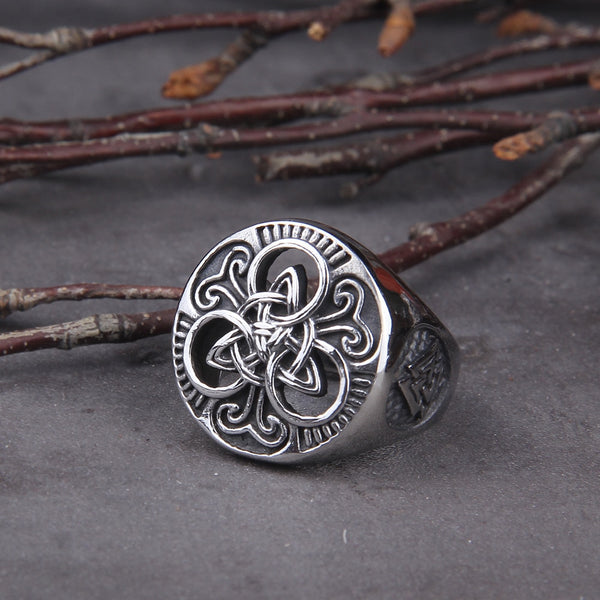 Anillos de acero inoxidable para hombre con símbolo de triquetra celta clásico de Vikings Jewelry