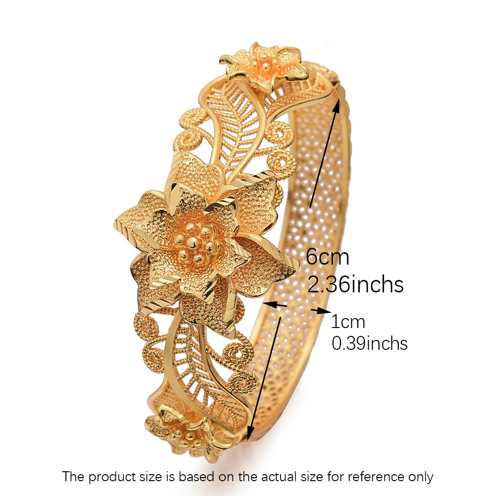 4Pcs/Set France Banlges For Women 24K Gold Color Bracelets