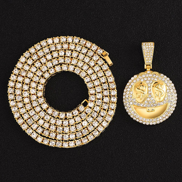 Big Rotatable US Dollar Money Sign Pendant Necklace