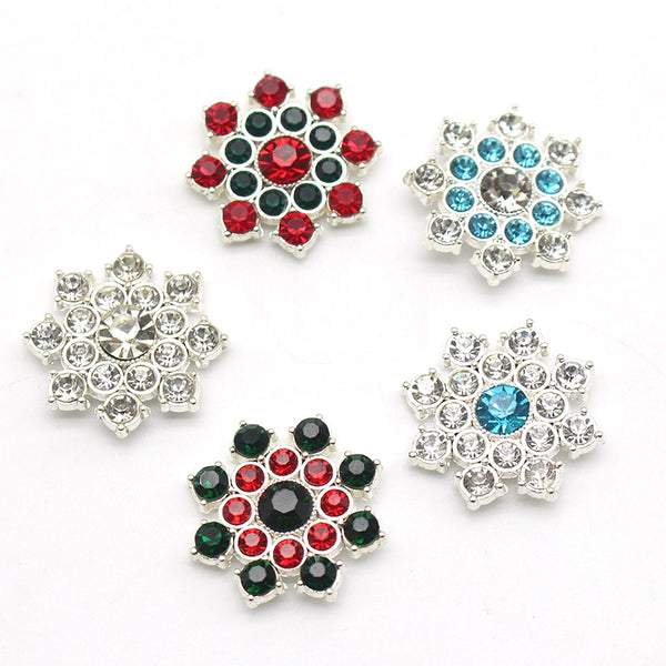 New Fashion 10Pcs/Lot 24MM Rhinestone Alloy Flat Buttons DIY Accessories