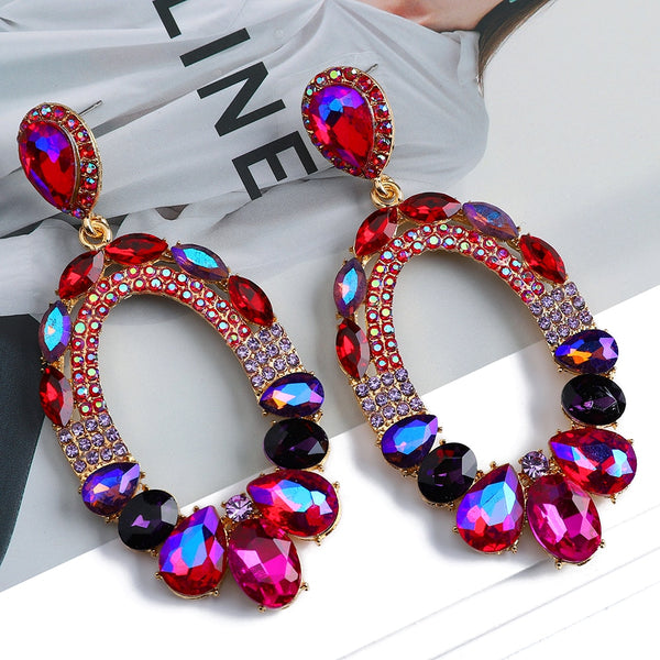 Pendientes colgantes ovalados de moda