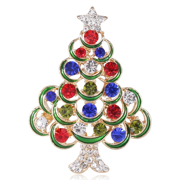 Fashion Rhinestone Christmas Tree Brooches