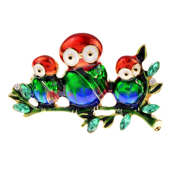 New Fashion Enamel Colorful 3 Birds Brooch Pins For Men