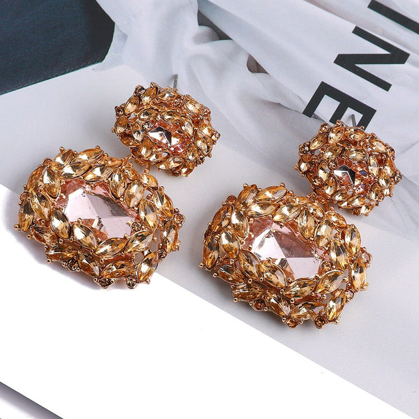 Pendientes colgantes grandes de metal de moda para mujer
