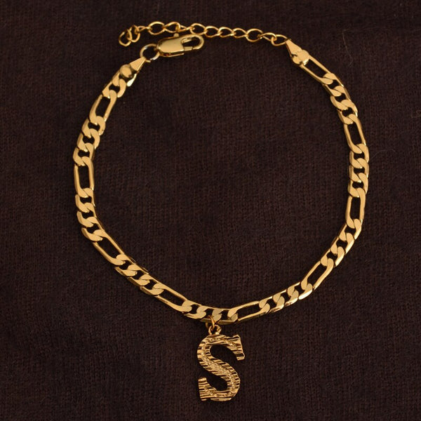 Ethiopia Length 22cm + 10cm Extender Chain/Gold Color Couple Initial Letters Anklet for Women