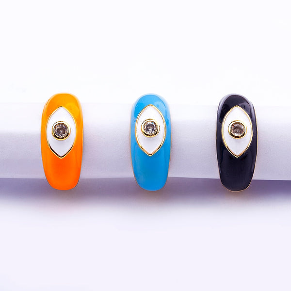 Anillo de dedo turco de la suerte con diseño de mal de ojo, 7 colores, ajustable, para fiestas y bodas.