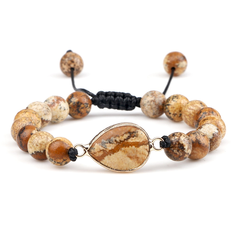 8mm Natural Stone Brown Gold Color Tiger Eye Agat Round Beads Bracelets