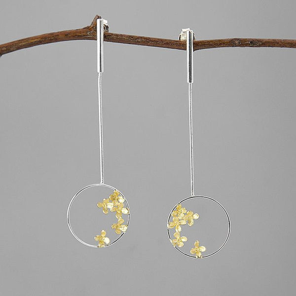 Designer original new round hollow sweet-scented osmanthus falling earrings