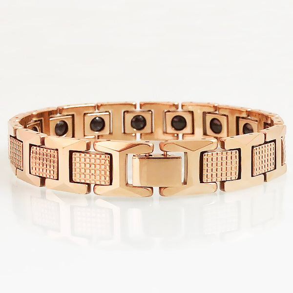 Pulsera Tengsten para hombre chapada en oro rosa