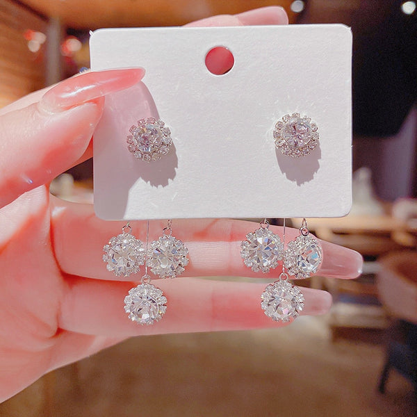 Pendientes creativos de circonita micropavé de alta calidad con baño de oro para mujer