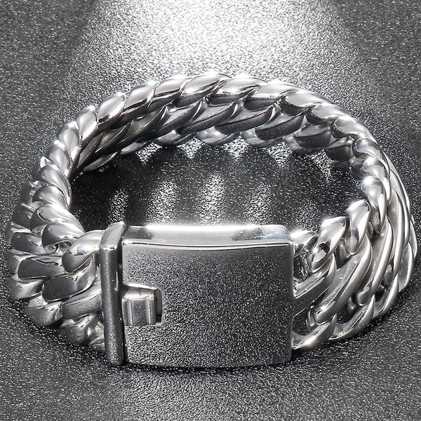 Hiphop Titanium Man Bracelet Men 9" Heavy Quality Polished Stainless Steel Men's Bracelets