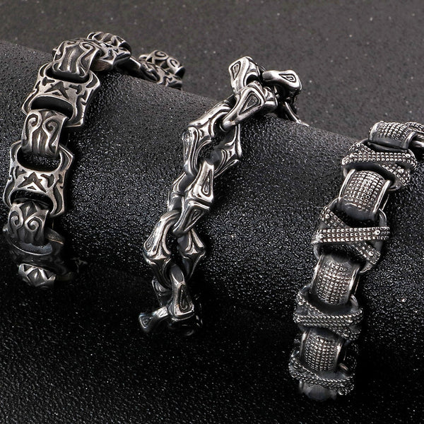 Pulsera vintage de acero inoxidable macizo para hombre