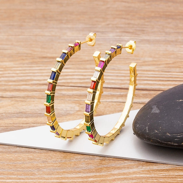 Pendientes de diamantes de imitación de círculo grande populares en Europa y América