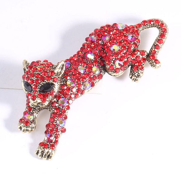 Sparkling Rhinestone Leopard Brooches For Women Men