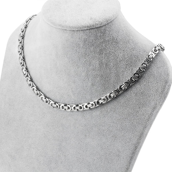 Collar de cadena de eslabones bizantinos imperiales de 6,5 mm que nunca se decolora para hombres y mujeres