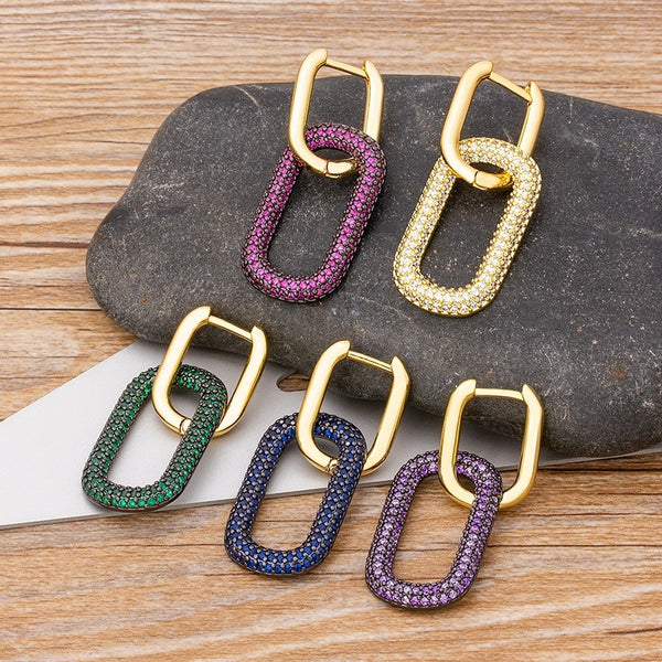 Nuevos pendientes de gota de cristal geométrico con encanto clásico en 5 colores a elegir