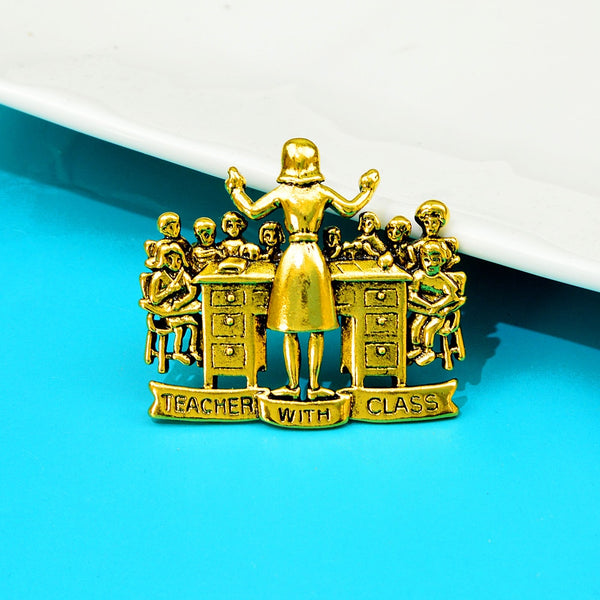 Alloy Creative Teacher With Class Brooch Pin Vintage Fashion Jewelry