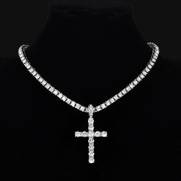Men Women Hip Hop Cross Pendant Necklace