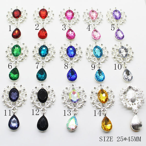 New Mix Color Cheap Pendant Metal Buttons 10Pcs/Lot 25*45mm Brooch Buttons