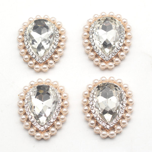 New 5Pcs/Lot 23*29MM Alloy Drop-Shaped Flat-Bottom Button DIY Decoration Accessories