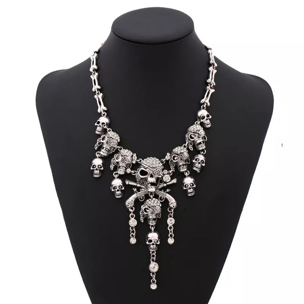 Collares con borlas de calavera vintage para mujeres y hombres