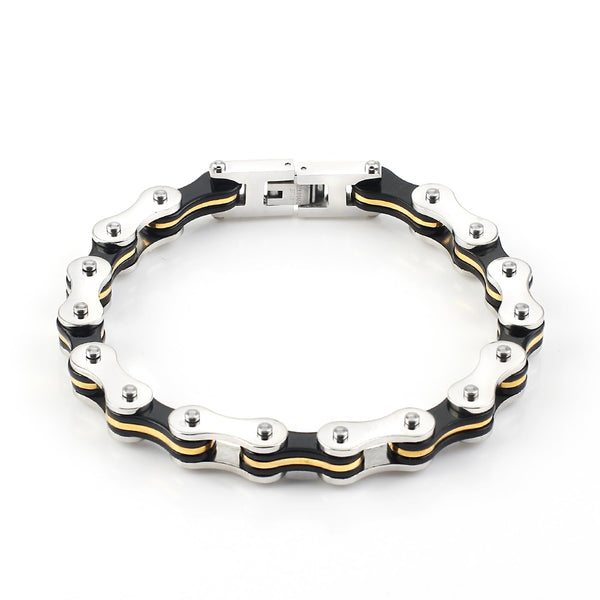 Pulsera de motociclista punk para hombre, de acero inoxidable 316L, joyería de moda, pulsera de cadena de bicicleta
