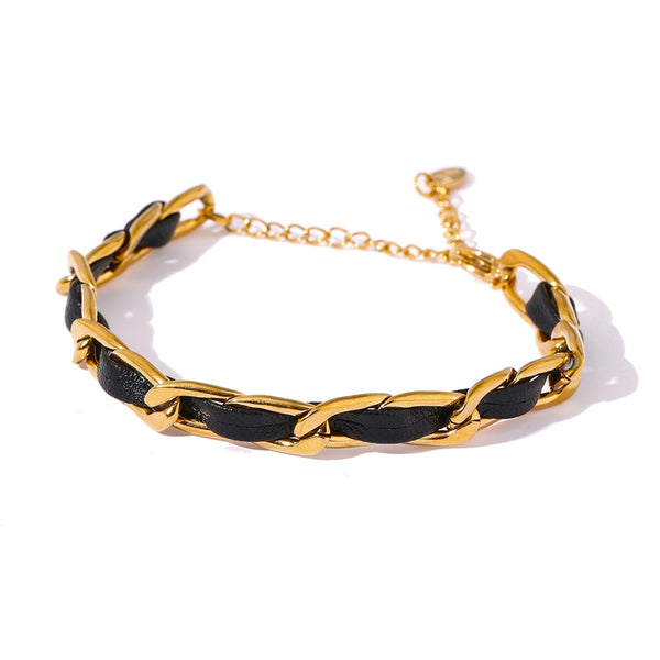 Trendy Leather Chain Bracelet Jewelry
