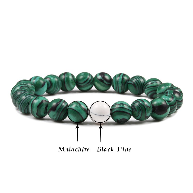 Couple Distance Natural Stone Braided Bracelets Green Malachite Bracelet For Women Men