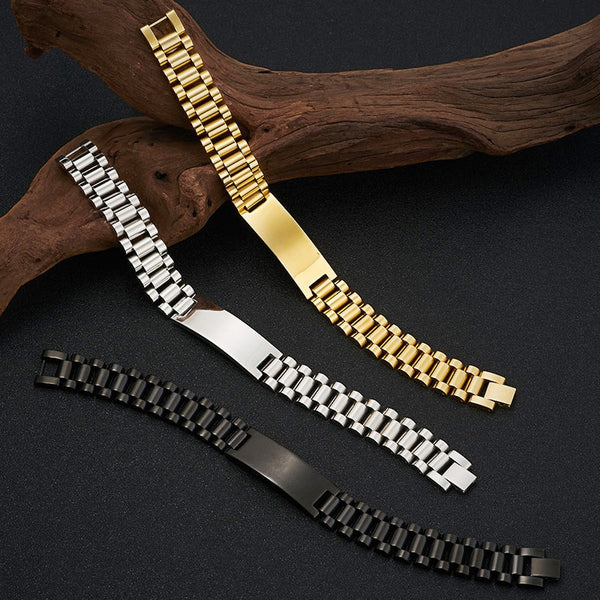 Pulsera de acero inoxidable 316L chapada en oro para hombre