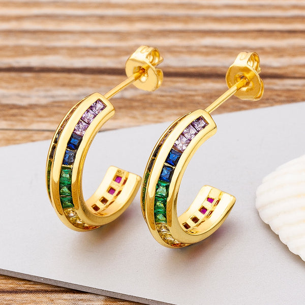 Pendientes de gancho de colores coloridos estilo bohemio de moda clásica