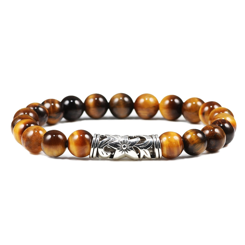 Tiger Eye Beaded Bracelets Bangles Men Braided Rope Healing Balance