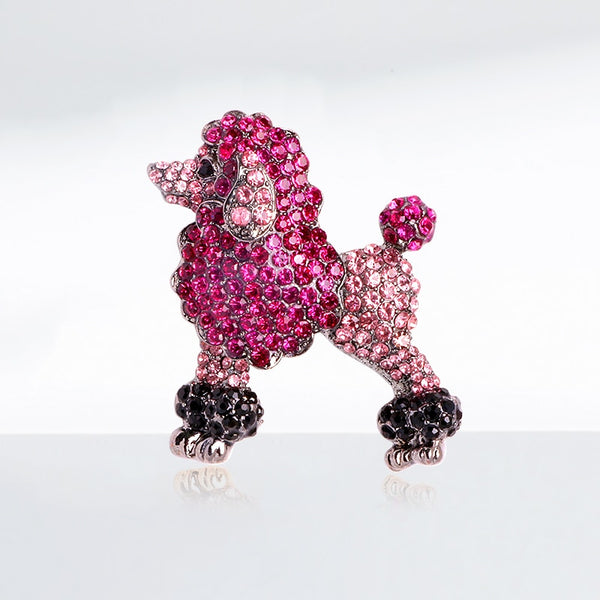 Sparkling Rhinestone Poodle Dog Brooches Women