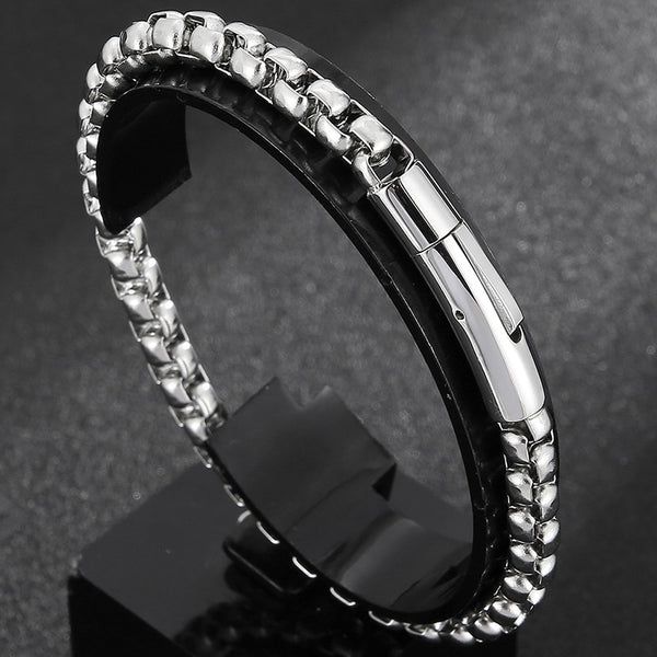 6MM Chain Men's Bracelet Man Gold Plated Stainless Steel Boys Bracelets