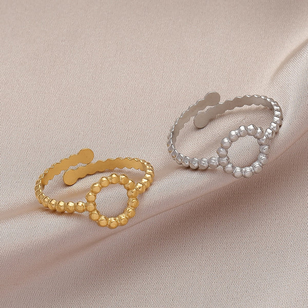 316L Stainless Steel Round Beads Hollow Ring For Women