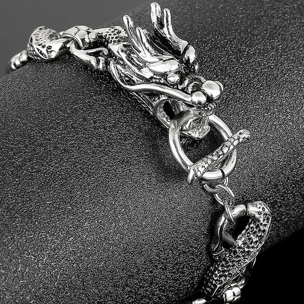 Pulsera de dragón para hombre, de acero inoxidable 316L.