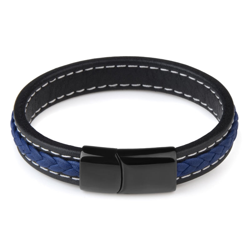 New Fashion Genuine Leather Braid Bracelet Magnetic Buckle