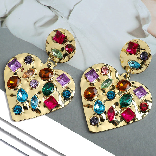 Pendientes colgantes con dije de corazón dulce para mujer