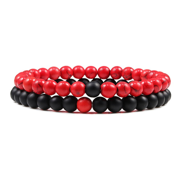 Lucky Red Tibetan Buddhist Natural Stone Beaded Bracelets Set 7 Chakra Bracelets