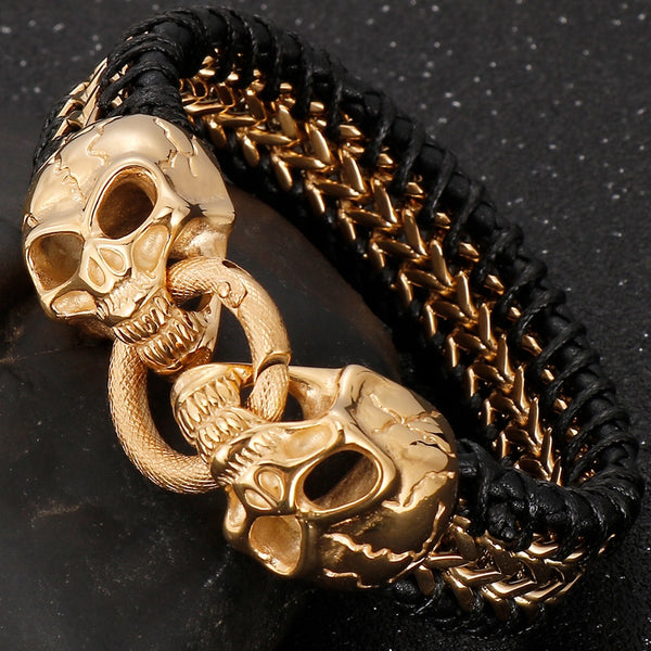 Pulseras de calavera gótica para hombre