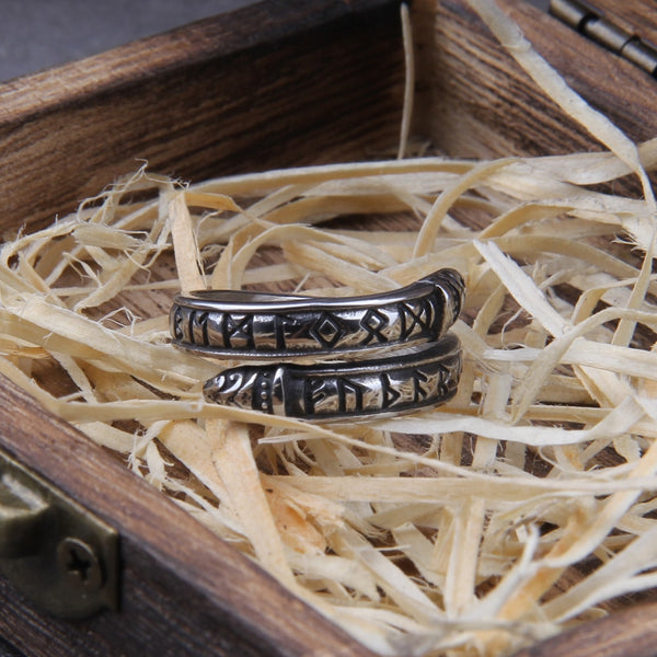 Anillos de acero inoxidable con runas vikingas para hombre