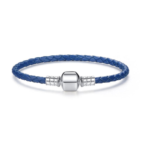 Pulseras largas de cuero trenzado doble rosa y negro para mujer