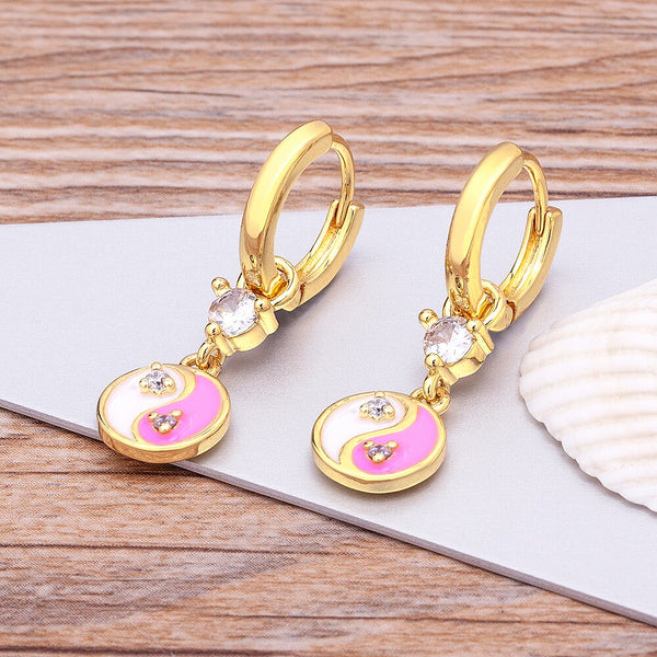 Pendientes colgantes con dije de bagua, de Tai Chi, Yin Yang y esmalte de aceite, recién llegados.
