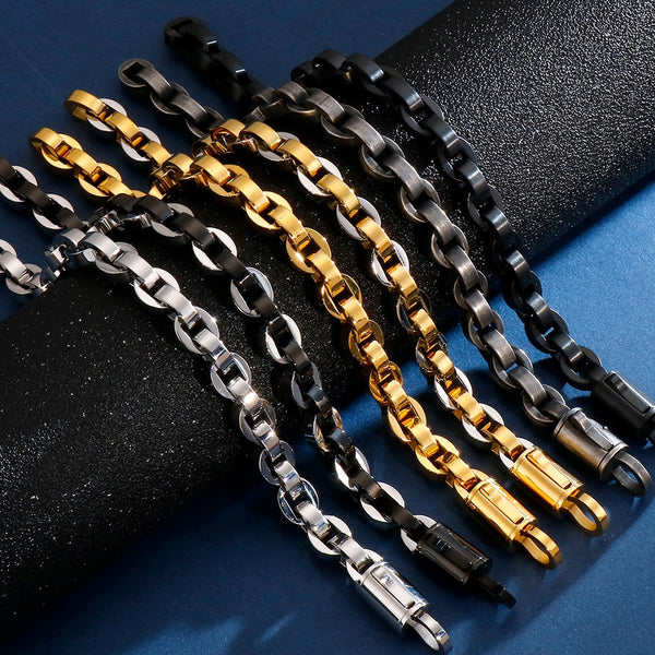 Pulseras de acero inoxidable chapadas en oro de lujo para hombre
