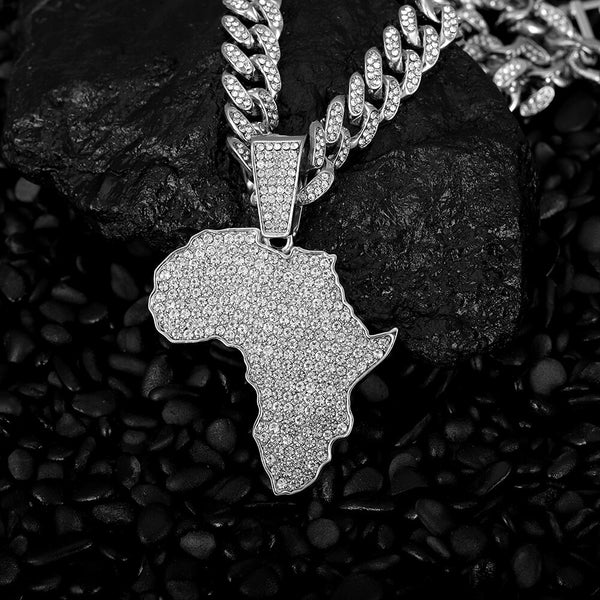 Collares de cadena con colgante de mapa de África en color plata y oro