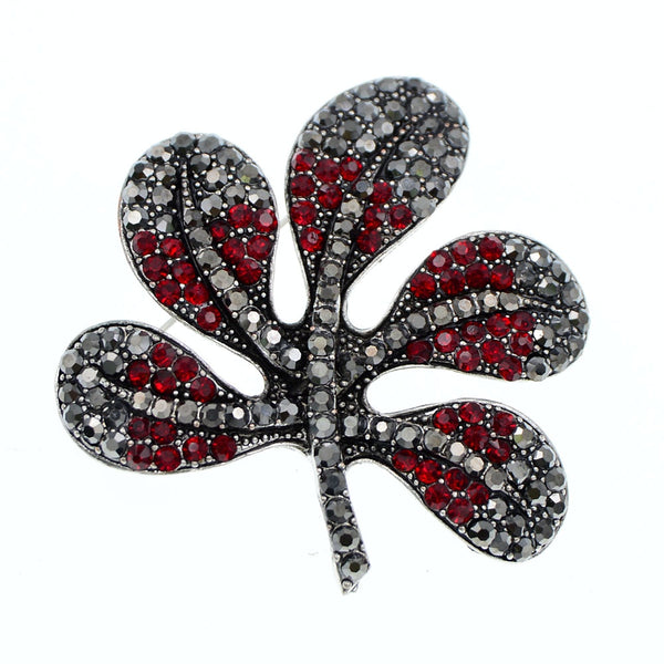 Rhinestone Leaf Brooches For Women Vintage New Plant Jewelry Coat Accessories