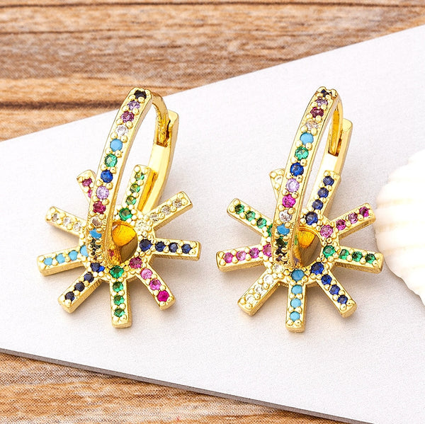 Pendientes de girasol con dije de alta calidad para mujer