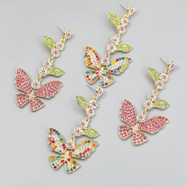 Pendientes de mariposa de metal acrílico de moda Pauli Manfi para mujer
